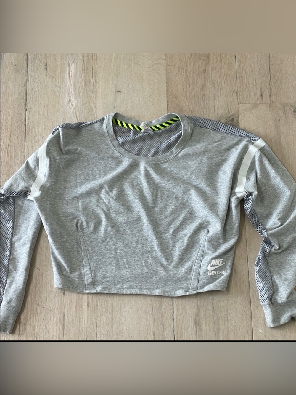 Nike Track and Field Grey Mesh Back Cropped Sweatshirt Size Medium